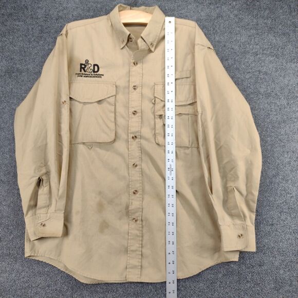 Rivers End DOW Agroscience Button Down Long Sleeve Shirt SZ XL Tan Pockets - Picture 4 of 14